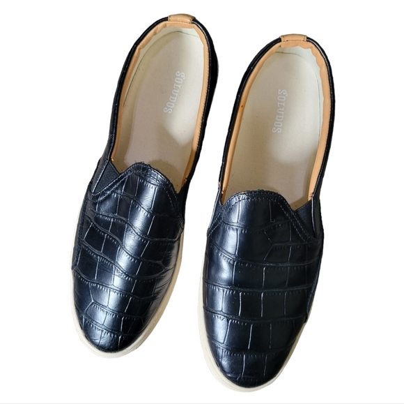 Soludos Croc Bondi Embossed Slip-on Sneakers in Black - Picture 2 of 8